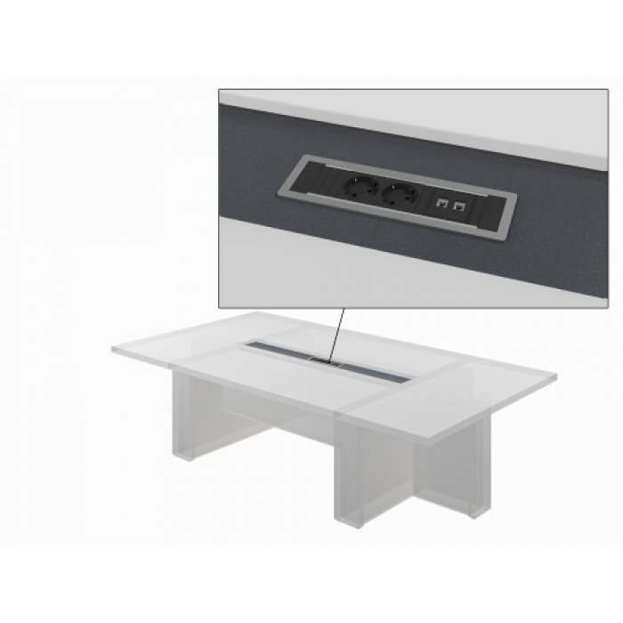 Центральная вставка стола переговора с блоком розеток BachMann 2*220+2*RG45. Т-113