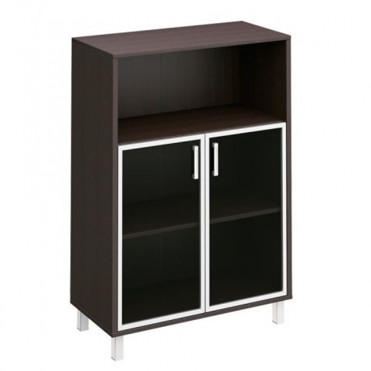 Шкаф для документов, двери стеклянные в алюминиевой раме + ниша В 420-823