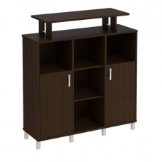 Стеллаж средний с надстройкой и деревянными дверками В 801-523