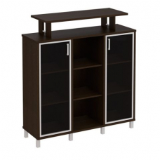 Стеллаж средний с надстройкой и стеклянными дверками В 801-522