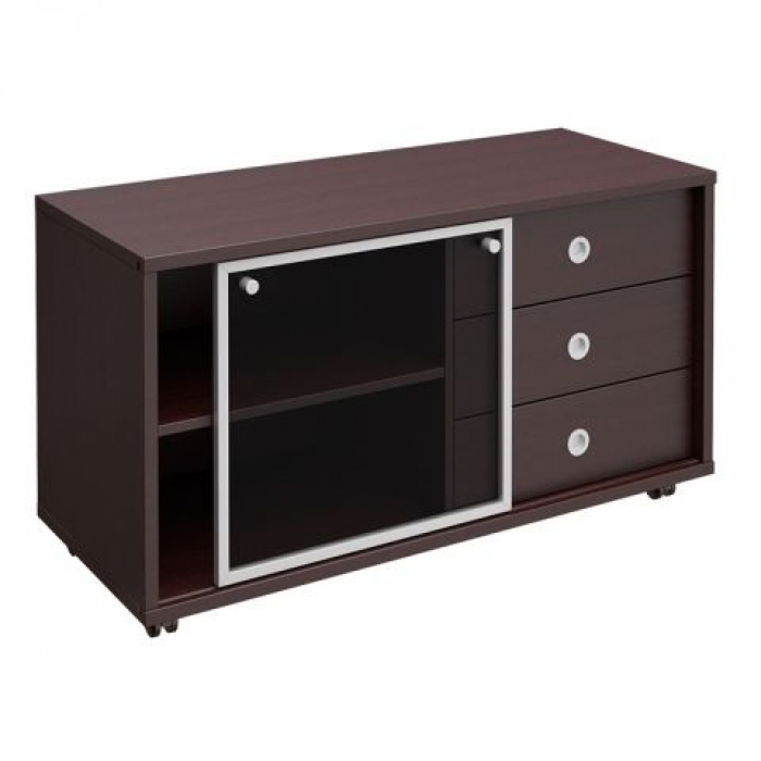 Тумба выкатная 3 ящика без замка стеклянная дверь-купе В 202-552