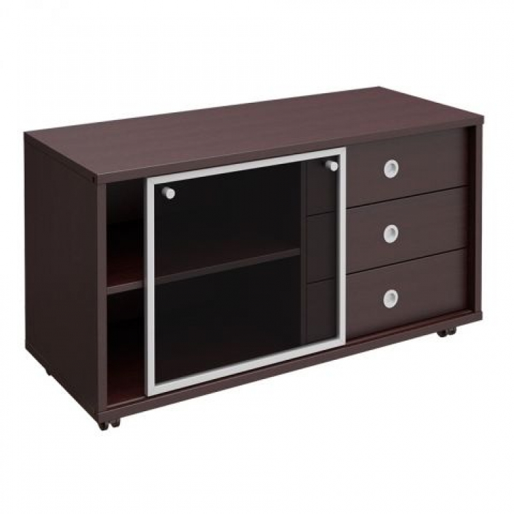 Тумба выкатная 3 ящика без замка стеклянная дверь-купе В 202-552