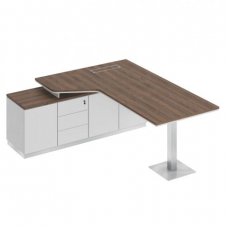 Стол руководителя эргономичный на опорной тумбе левый city СИ 113 ДГ БП БП