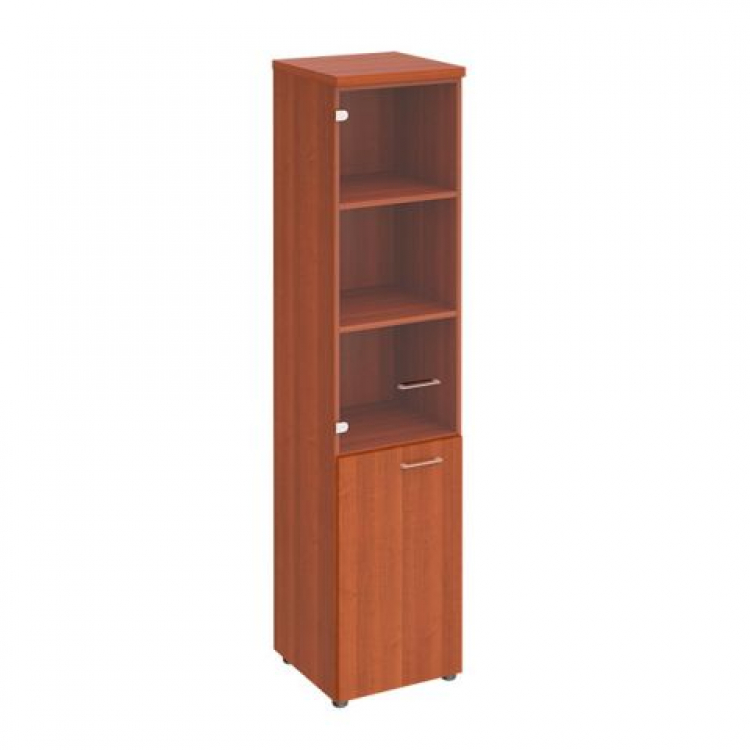 Шкаф для документов узкий со стеклянной прозрачной дверью ПТ 986