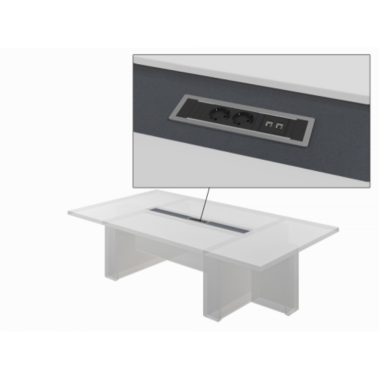 Центральная вставка стола переговора с блоком розеток BachMann 2*220+2*RG45. Т-113