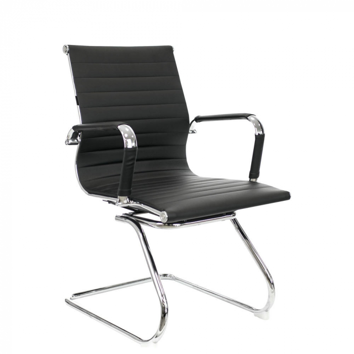 Кресло для посетителей Everprof Leo CF Экокожа Черный