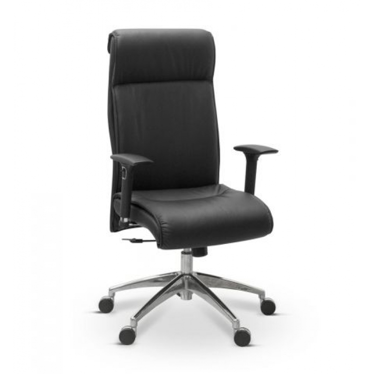 Кресло Dark подлокотники 3D натуральная кожа с компаньоном / черная