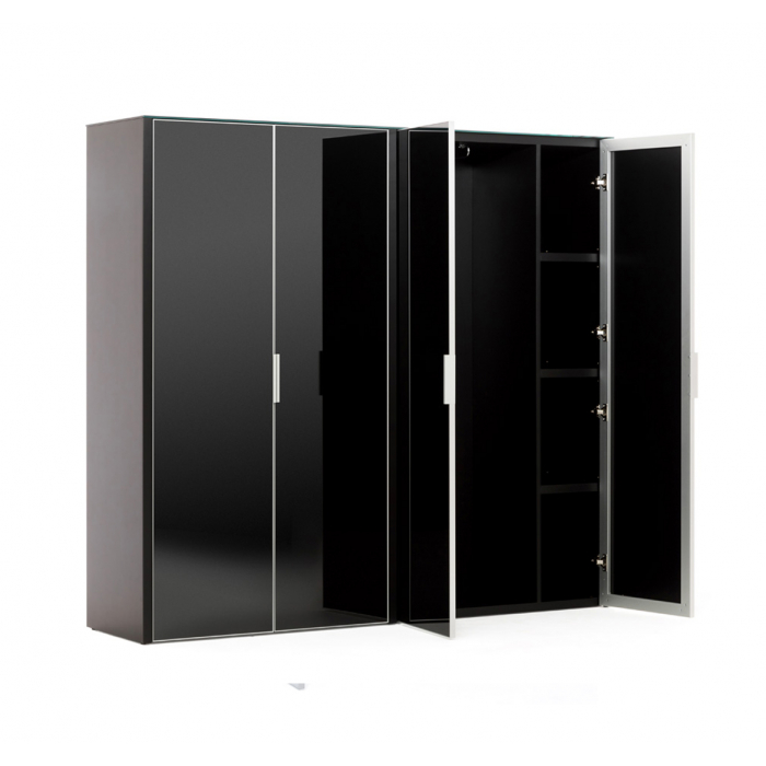 Шкаф для бумаг+гардероб 4-дверный LIB4/899 + LIBW/899 + LIBSH/899 BLACK GLASS