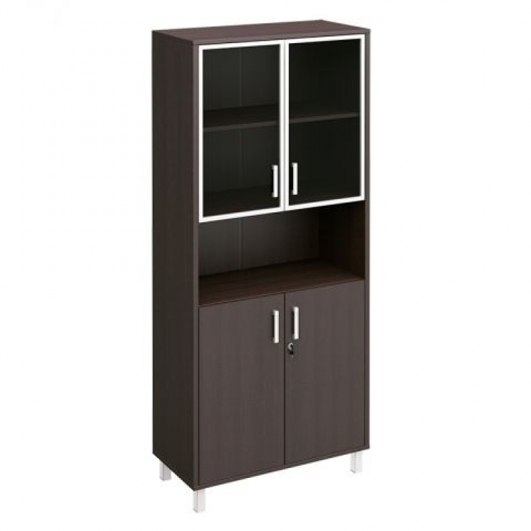 Шкаф для документов стекло в рамке + ДСП с замком + ниша В 430-823-1