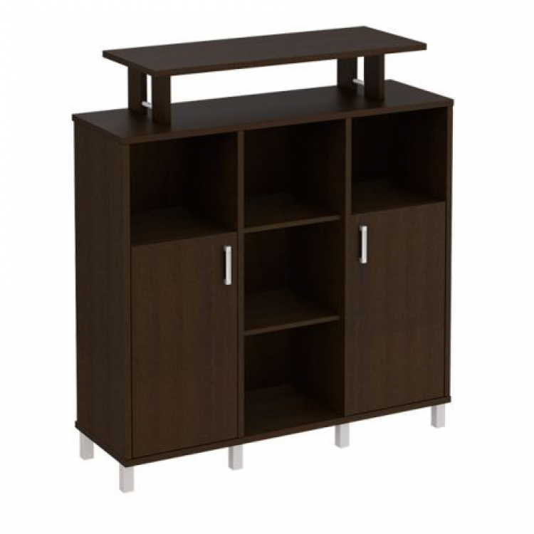 Стеллаж средний с надстройкой и деревянными дверками В 801-523