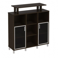 Стеллаж средний с надстройкой и стеклянными дверками В 801-524