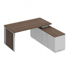 Стол руководителя на опорной тумбе (левый/правый) с декоративной вставкой БР 107