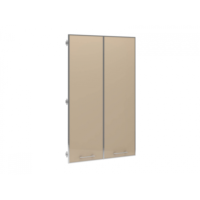 Двери средние стеклянные в алюминиевой раме (тон Беж) JNS502.G