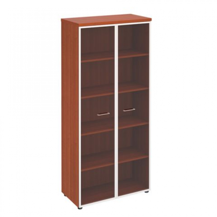 Шкаф для документов со стеклянными прозрачными дверьми в рамке ПТ 780