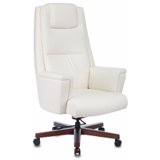 Кресло руководителя Бюрократ DUKE кожа белая