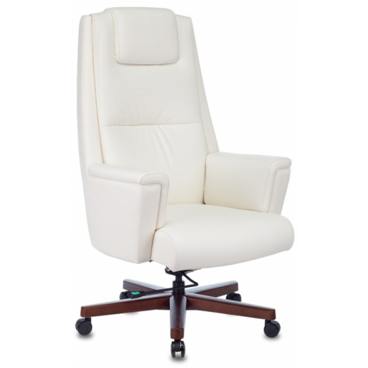 Кресло руководителя Бюрократ DUKE кожа белая