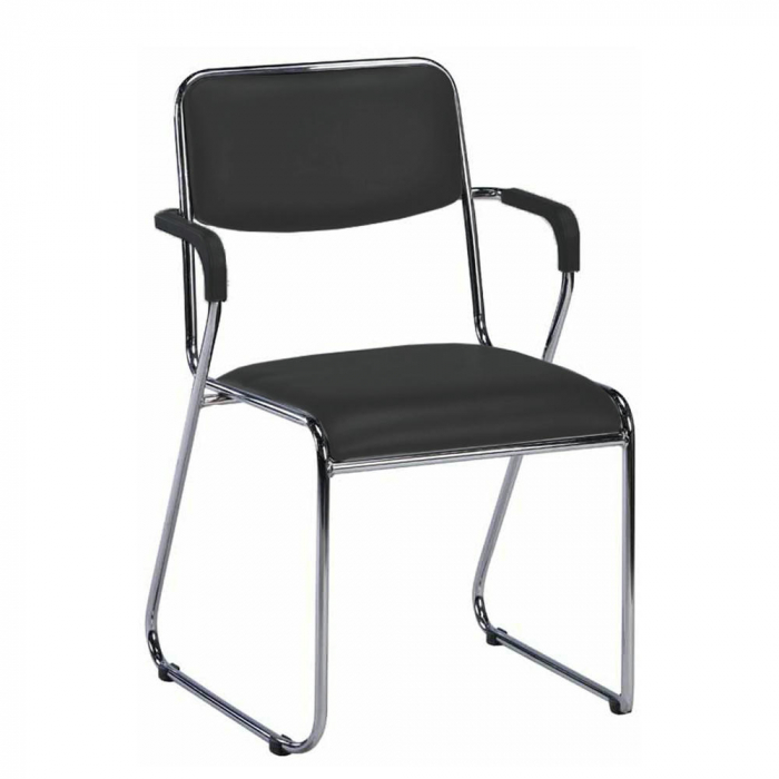 Кресло для посетителей Everprof Fix Plus Chrome Экокожа Черный