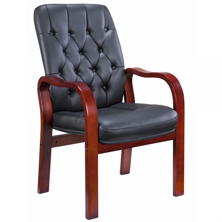 Кресло руководителя Everprof Monaco Wood CF Экокожа Черный