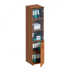 Шкаф для документов узкий со стеклянной прозрачной дверью ДР 986