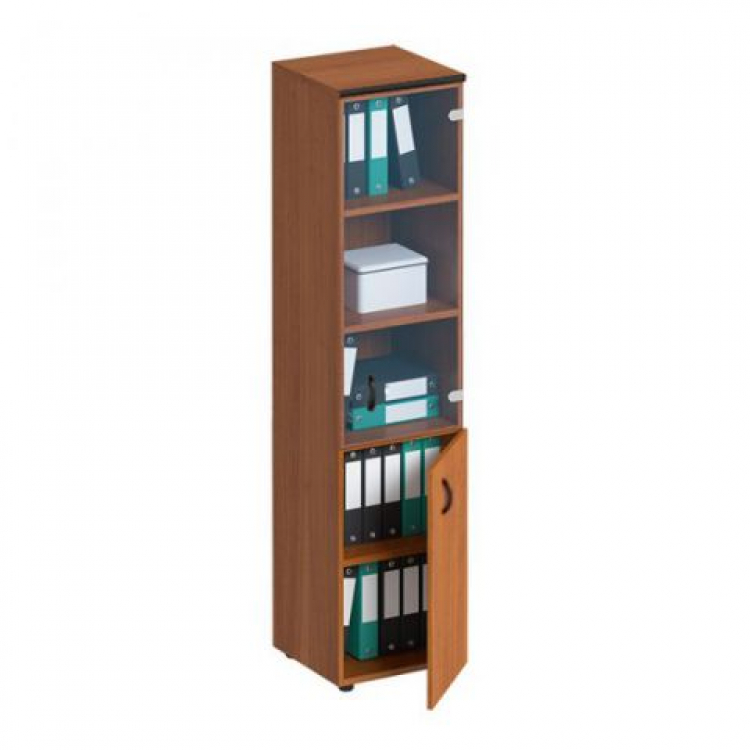 Шкаф для документов узкий со стеклянной прозрачной дверью ДР 986