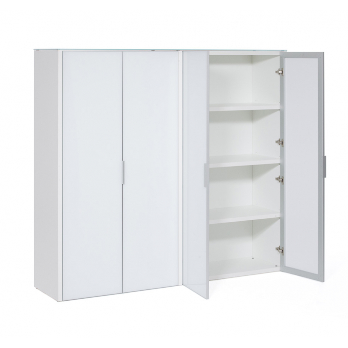 Шкаф для бумаг 4-дверный LIB4/980 +2*LIBW/980 WHITE crvGLASS