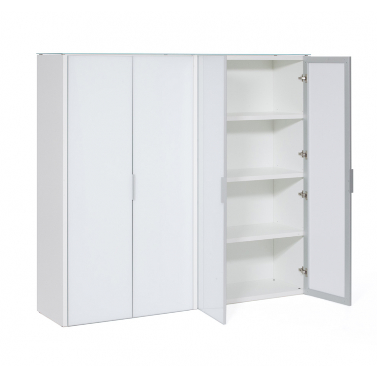 Шкаф для бумаг 4-дверный LIB4/980 +2*LIBW/980 WHITE crvGLASS