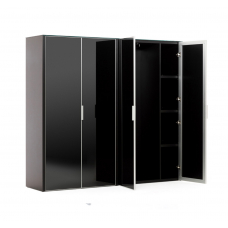 Шкаф для бумаг+гардероб 4-дверный LIB4/899 + LIBW/899 + LIBSH/899 BLACK GLASS