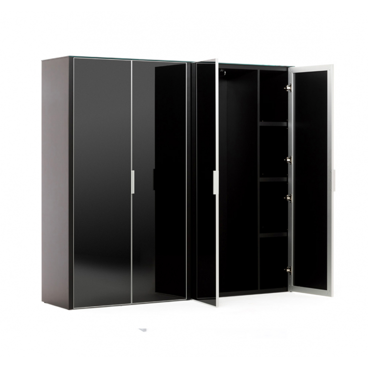 Шкаф для бумаг+гардероб 4-дверный LIB4/899 + LIBW/899 + LIBSH/899 BLACK GLASS