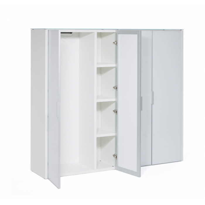 Шкаф для бумаг+гардероб 4-дверный LIB4/980 + LIBW/980 + LIBSH/980 WHITE crvGLASS