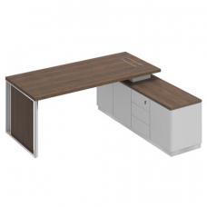 Стол руководителя на опорной тумбе (левый/правый) с декоративной вставкой БР 108