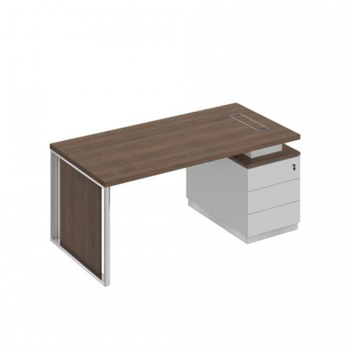 Стол руководителя на опорной тумбе (левый/правый) с декоративной вставкой БР 109