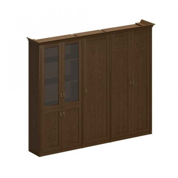 Шкаф высокий комбинированный (2 для документов 1 из 2 со стеклянными дверями + узкий для одежды) ПС 347