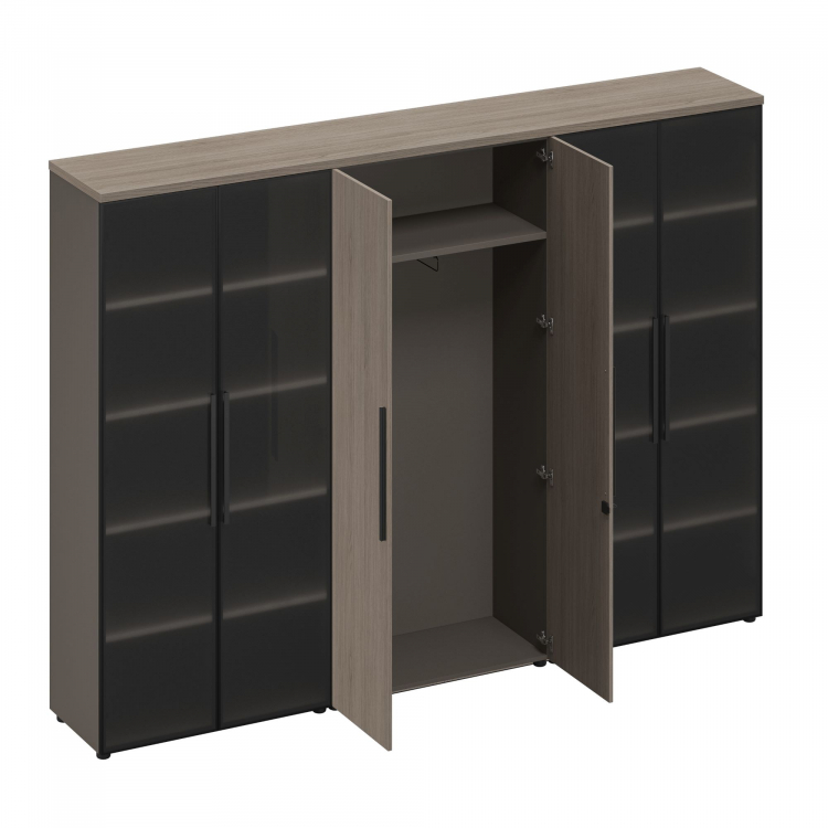 Шкаф комбинированный с высокими дверями (стекло-одежда-стекло) РС 335