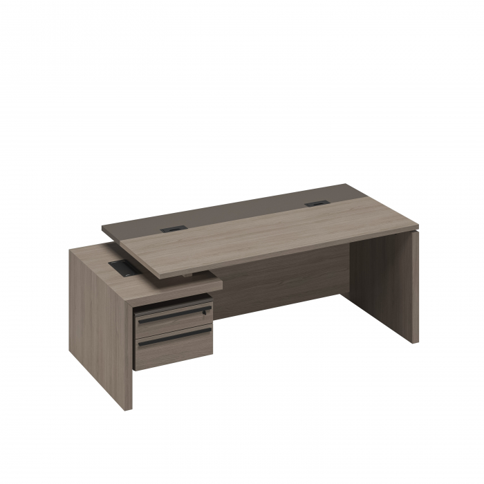 Стол руководителя с кабель-каналами с подвесной тумбой 2 ящика левый РС 113