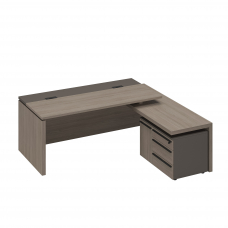 Стол руководителя с кабель-каналами с брифинг-приставкой боковой правый РС 130