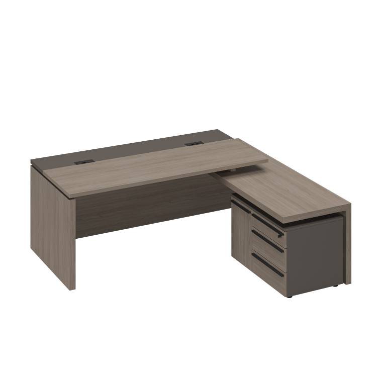 Стол руководителя с кабель-каналами с брифинг-приставкой боковой правый РС 130