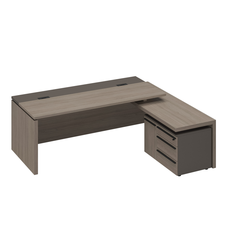 Стол руководителя с кабель-каналами с брифинг-приставкой боковой правый РС 132