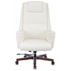 Кресло руководителя Бюрократ DUKE кожа белая