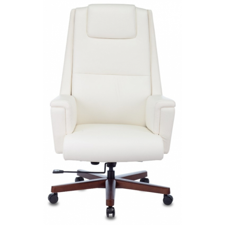 Кресло руководителя Бюрократ DUKE кожа белая