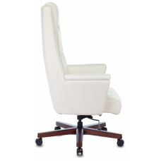 Кресло руководителя Бюрократ DUKE кожа белая