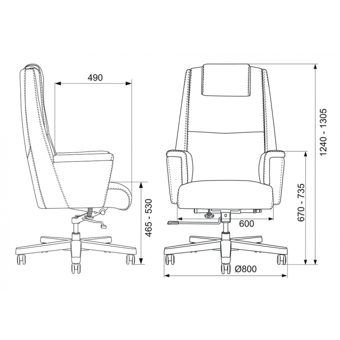 Кресло руководителя Бюрократ DUKE кожа черная