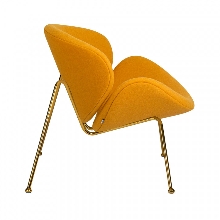 Кресло дизайнерское  EMILY, желтая ткань AF13, золотое основание