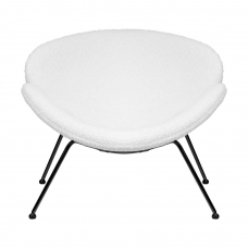 Кресло дизайнерское  EMILY, белый (букле) ткань, черное основание