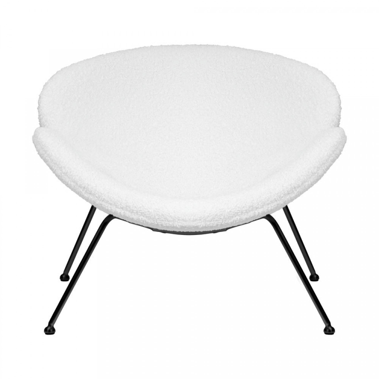 Кресло дизайнерское  EMILY, белый (букле) ткань, черное основание