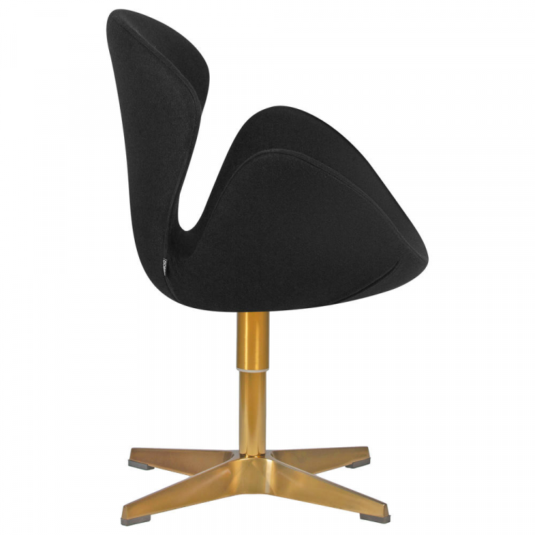 Кресло дизайнерское  SWAN, черная ткань AF9, золотое основание