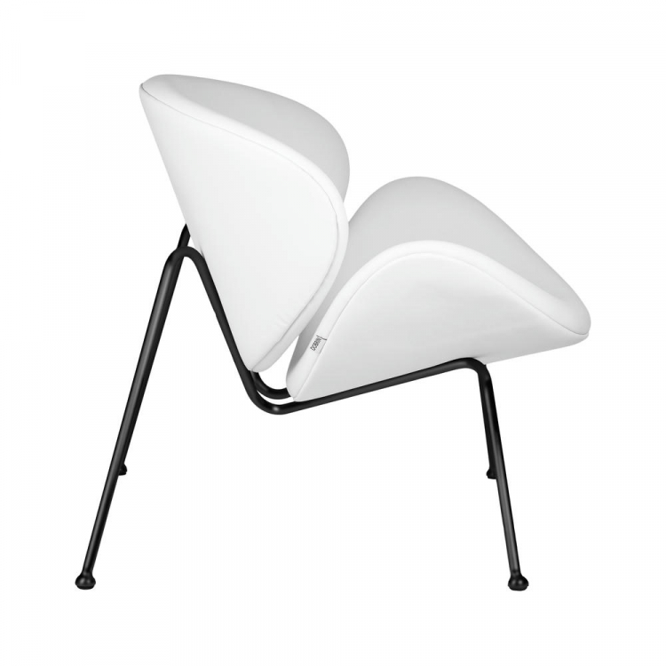 Кресло дизайнерское  EMILY, белый винил YP17, черное основание