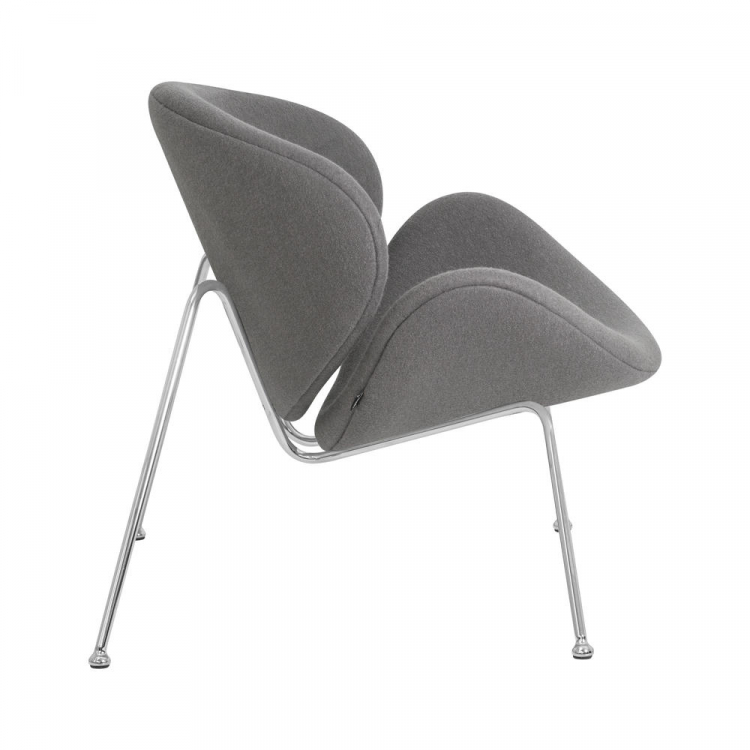 Кресло дизайнерское  EMILY, серая ткань AF7, хромированная сталь