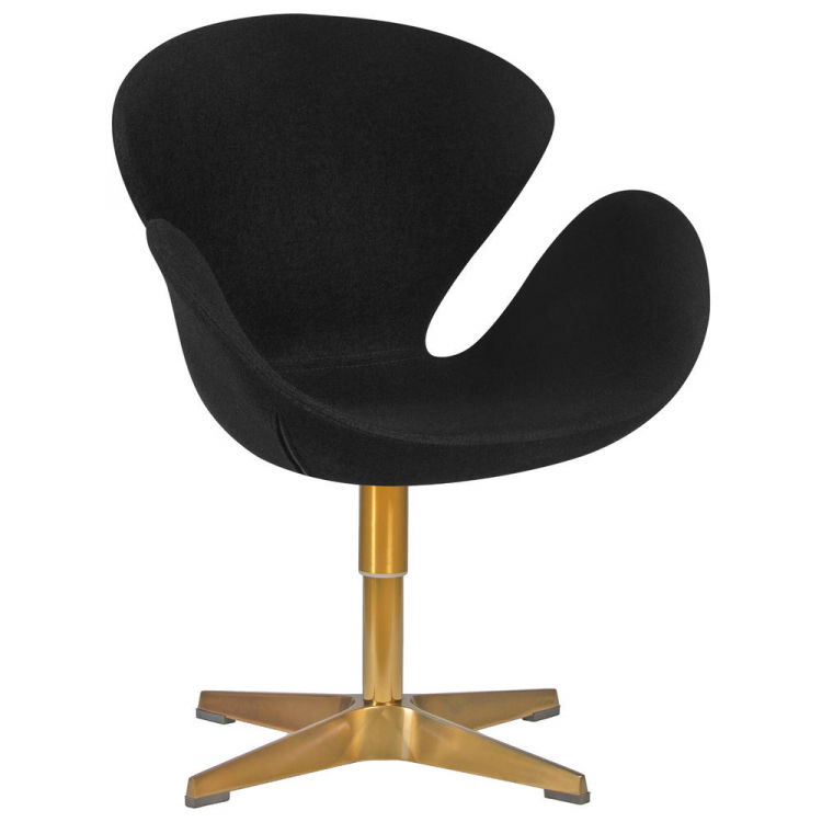 Кресло дизайнерское  SWAN, черная ткань AF9, золотое основание