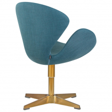 Кресло дизайнерское  SWAN, синяя ткань IF6, золотое основание