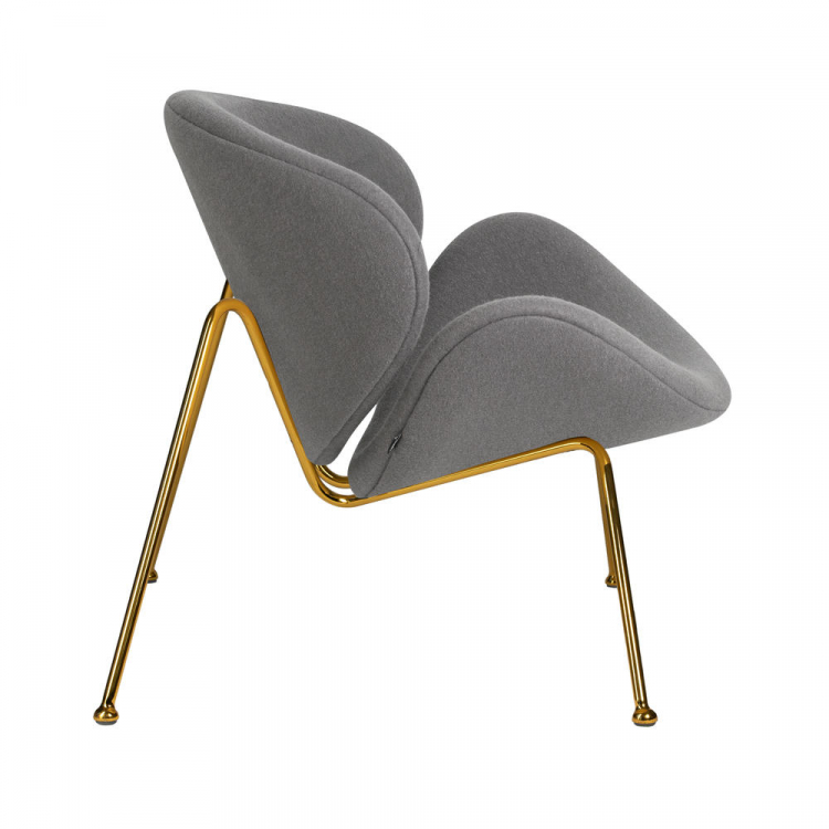 Кресло дизайнерское  EMILY, серая ткань AF7, золотое основание